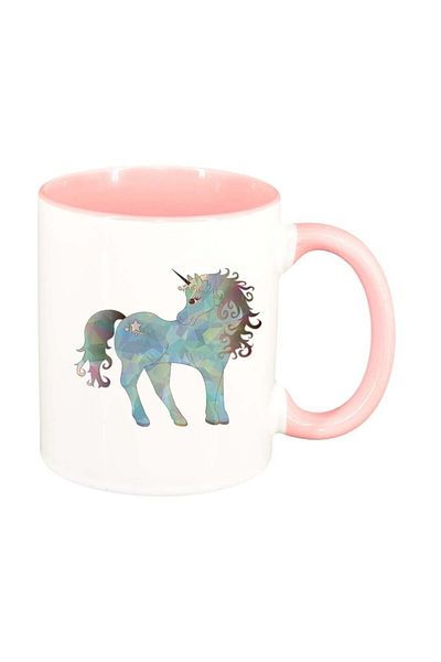 INOVATIX Cana alba personalizata, Drawn Unicorn, interior roz, D997, INOVATIX®. 330ml