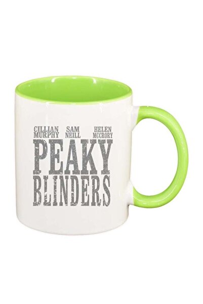 INOVATIX Персонализирана бяла чаша, Peaky Blinders, светлозелена вътрешност, ...