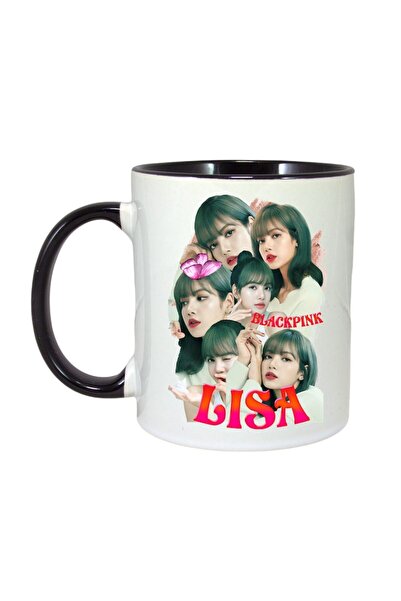 INOVATIX Εξατομικευμένη Λευκή Κούπα, Lisa 4 Ζωνών, Μαύρη Λαβή και Εσωτερικό, ®. 330ml