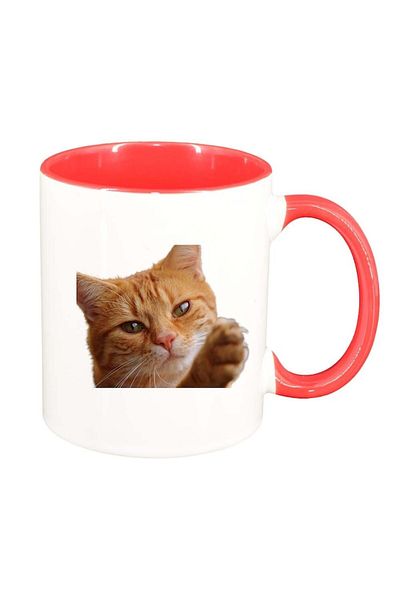 INOVATIX Personalized white mug, Cat, dark red interior, D979, INOVATIX®. 330ml