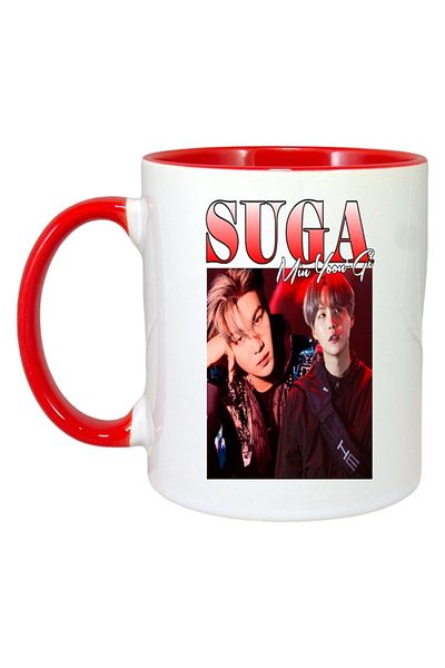 INOVATIX Personalized White Mug, Suga Band, Red Handle and Interior, ®. 330ml