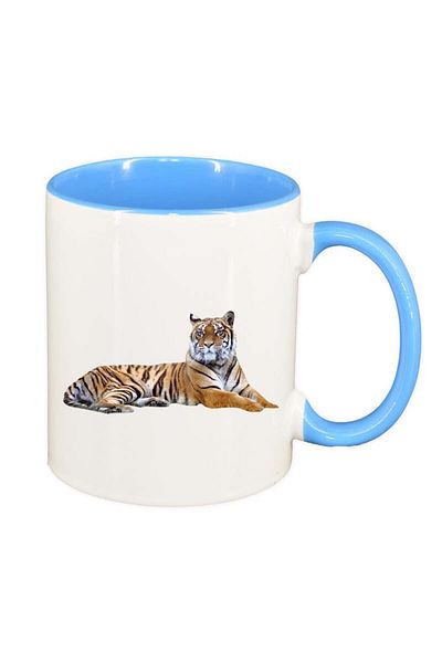 INOVATIX Personalized white mug, Tiger, blue interior, D194, INOVATIX®. 330ml