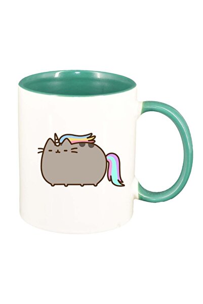 INOVATIX Cana alba personalizata, Emoji Cat, interior verde, D1017, INOVATIX®...