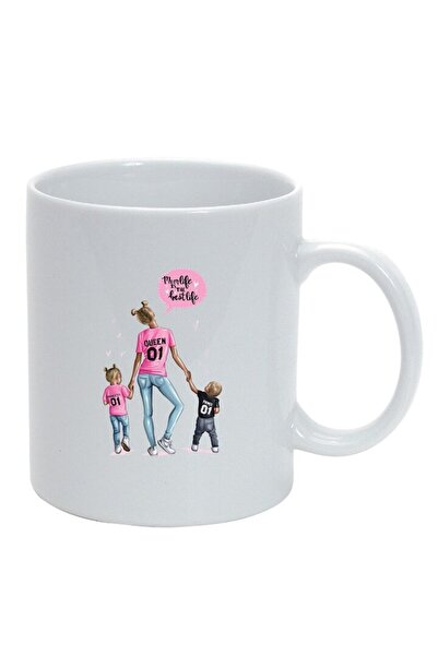 INOVATIX Cana alba personalizata, Princess, Mama Copil, Mom's Life, alb, D136...