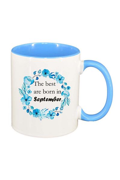 INOVATIX Personalized white mug, Flowers, The best are born in..., blue interior, D1070, INOVATIX®. 330ml