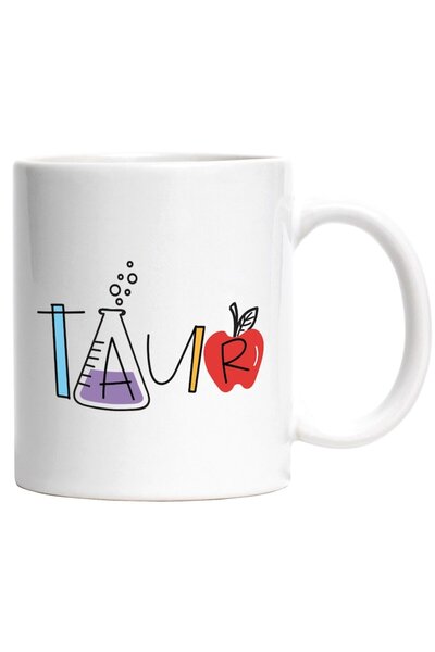 INOVATIX Cana alba personalizata, Numele Taur, si Mesaj Amuzant, Curios, Soci...