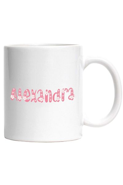 INOVATIX Personalized white mug, Name Alexandra, Flowers, Colorful, Pink, Cute, INOVATIX®. 330ml