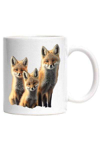 INOVATIX Personalized white mug, Foxes, Wild Animals, Chickens, Fur, Sunlight, INOVATIX®. 330ml