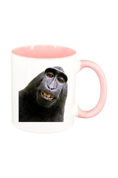 INOVATIX Personalized white mug, personalized, Monkey, pink interior, INOVATIX®. 330ml