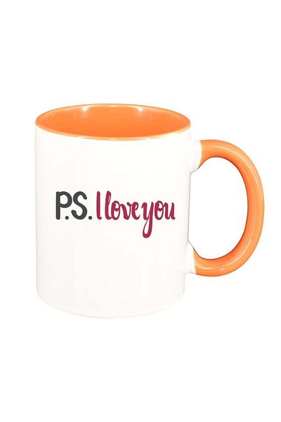 INOVATIX Personalized white mug, Love, orange interior, D391, INOVATIX®. 330ml