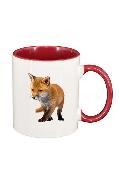 INOVATIX Personalized white mug, Fox, red interior, D207, INOVATIX®. 330ml