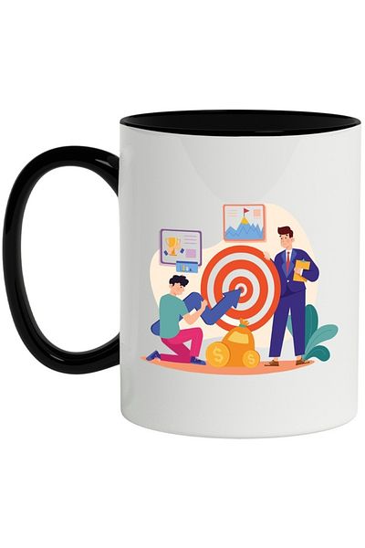 INOVATIX Personalized white mug, Target, Trophy, Clipboard, with Black Handle, INOVATIX®. 330ml