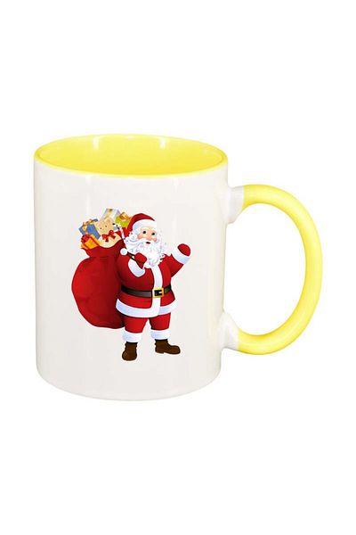 INOVATIX Personalized white mug, Santa Claus, yellow interior, D163, INOVATIX®. 330ml