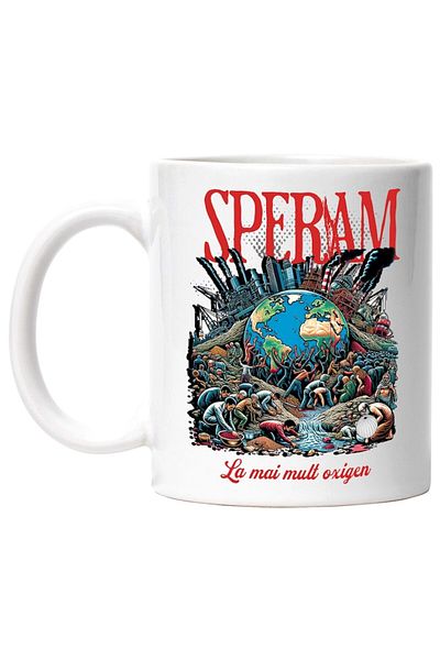 INOVATIX Personalized white mug, planet dies pollution, oxygen hope, INOVATIX®. 330ml