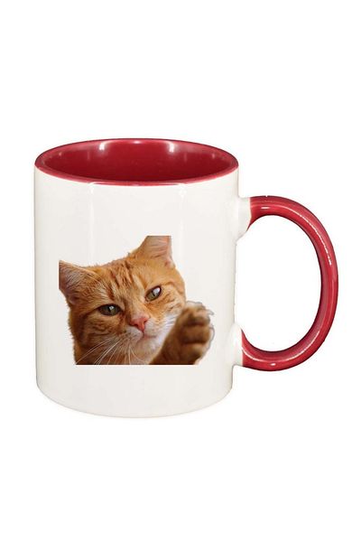 INOVATIX Personalized white mug, Cat, red interior, D979, INOVATIX®. 330ml