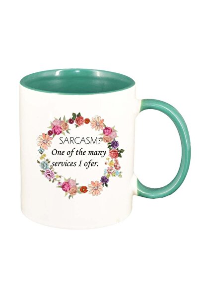 INOVATIX Εξατομικευμένη λευκή κούπα, Λουλούδια, Σαρκασμός..., πράσινο εσωτερι...