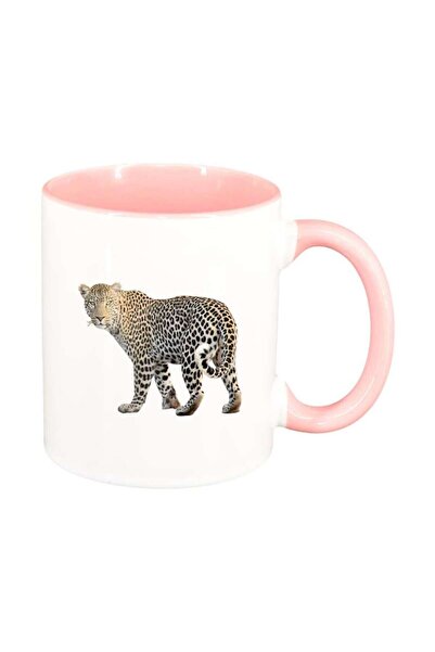 INOVATIX Персонализирана бяла чаша, Тигър, розова вътрешност, D193, INOVATIX®...