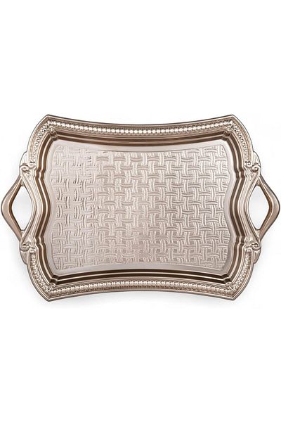 KT HOME Tray Silver Gold Treats Presentation Tray Serving Tray Tea and Coffee Tray Tea Tray with Handles 36X24 cm