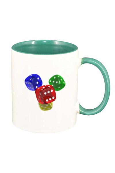 INOVATIX Cana alba personalizata, Dice, interior verde, D278, INOVATIX®. 330ml