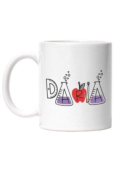 INOVATIX Personalized white mug, Name Daria, School, Chemistry, Materials, Algebra, Geometry, INOVATIX®. 330ml