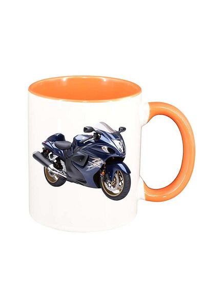 INOVATIX Personalized white mug, Motor, orange interior, D44, INOVATIX®. 330ml