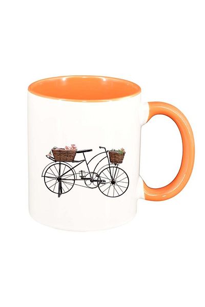 INOVATIX Personalized white mug, Bike, Retro, orange interior, D953, INOVATIX®. 330ml