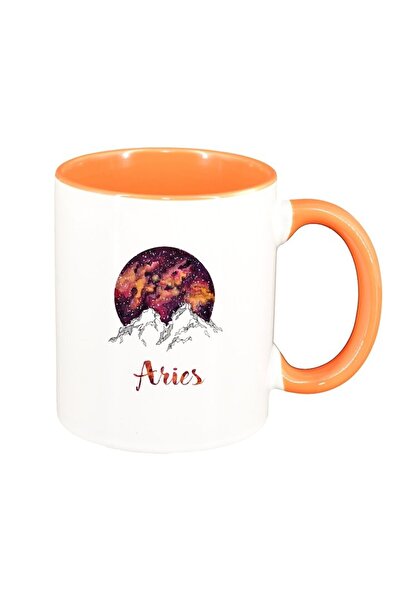 INOVATIX Cana alba personalizata, Zodiac, Aquarius, interior portocaliu, D138...