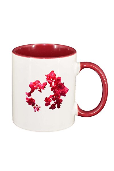 INOVATIX Персонализирана бяла чаша, Цвете, червена вътрешност, D247, INOVATIX...