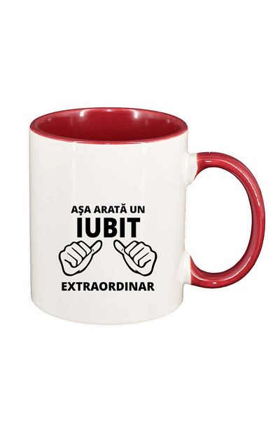 INOVATIX Personalized white mug, Extraordinary, red interior, D88, INOVATIX®. 330ml