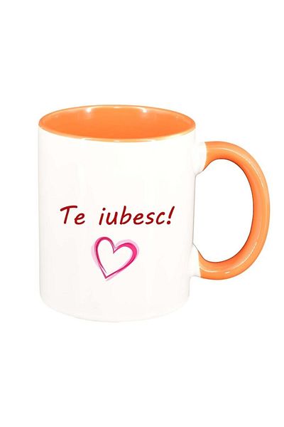 INOVATIX Personalized white mug, I love you..., orange interior, D1022, INOVATIX®. 330ml