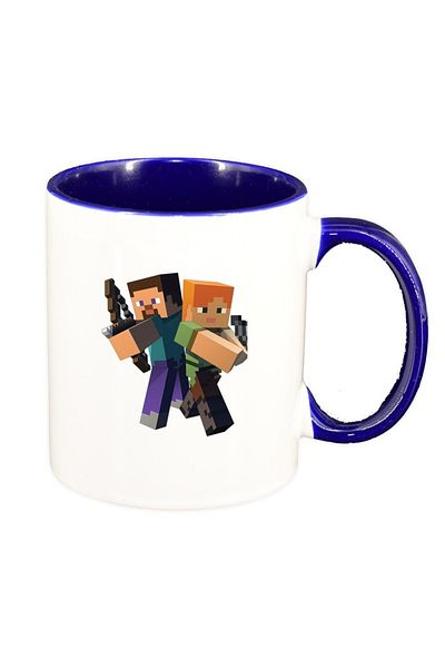 INOVATIX Personalized white mug, Minecraft, dark blue interior, D1470, INOVATIX®. 330ml