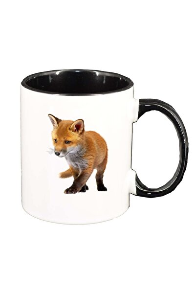 INOVATIX Cana alba personalizata, Vulpe, interior negru, D207, INOVATIX®. 330ml