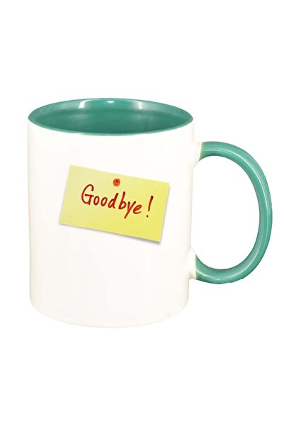 INOVATIX Персонализирана бяла чаша, Сбогом, зелен интериор, D387, INOVATIX®. ...