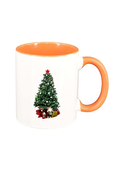 INOVATIX Εξατομικευμένη λευκή κούπα, Χριστουγεννιάτικη, πορτοκαλί εσωτερικό, ...