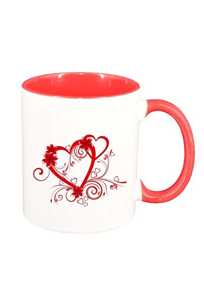 INOVATIX Εξατομικευμένη λευκή κούπα, Love, κόκκινο εσωτερικό, D307, INOVATIX®...