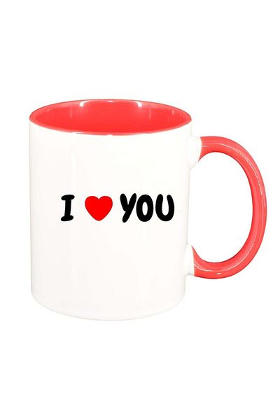 INOVATIX Personalized white mug, Love, red interior, D392, INOVATIX®. 330ml