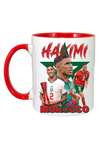 INOVATIX Cana Alba Personalizata, Hakimi Best, Maner Si Interior Rosu, ®. 330ml