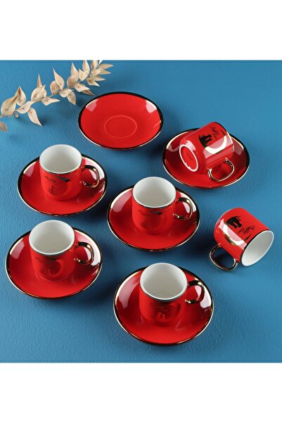 AROW HOME Red Porcelain Cup Set