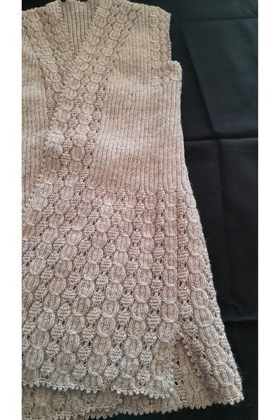 Papatyam Hand Knitted Stickwork Vest/Knitted Vest/Dowry Vest/Handwork Vest/Hand Knitting/Alize Angora Yarn/80X50Cm