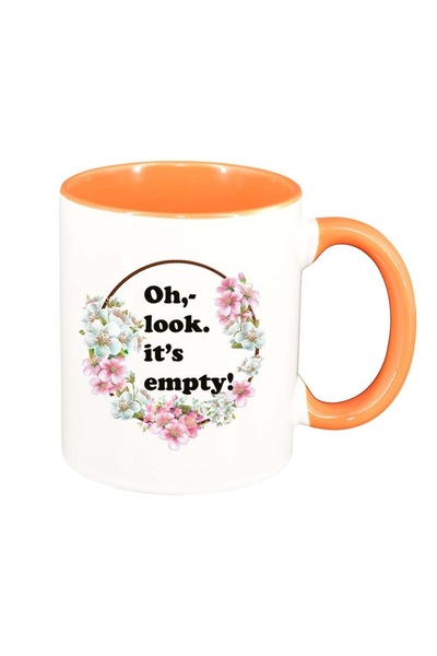 INOVATIX Εξατομικευμένη λευκή κούπα, Λουλούδια, Ω, κοίτα., πορτοκαλί εσωτερικ...