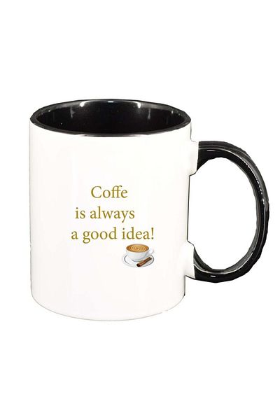 INOVATIX Personalized white mug, Coffee love, black interior, D1031, INOVATIX®. 330ml