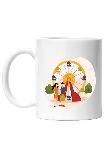 INOVATIX Cana alba personalizata, Parc De Distractii, Roata, Copac, Munte, Cu...