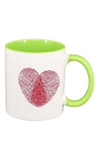 INOVATIX Персонализирана бяла чаша, Love, светлозелена вътрешност, D403, INOV...