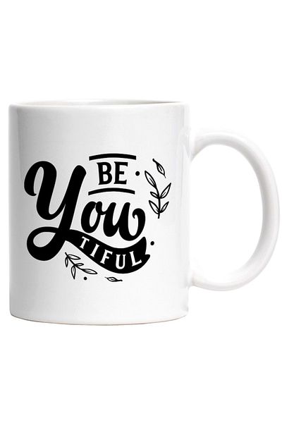 INOVATIX Personalized white mug, message that encourages you to be your own beauty, INOVATIX®. 330ml