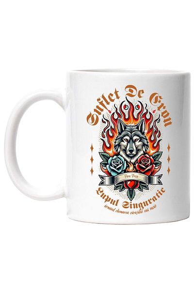 INOVATIX Personalized white mug, Hero's Soul - Lone Wolf, INOVATIX®. 330ml