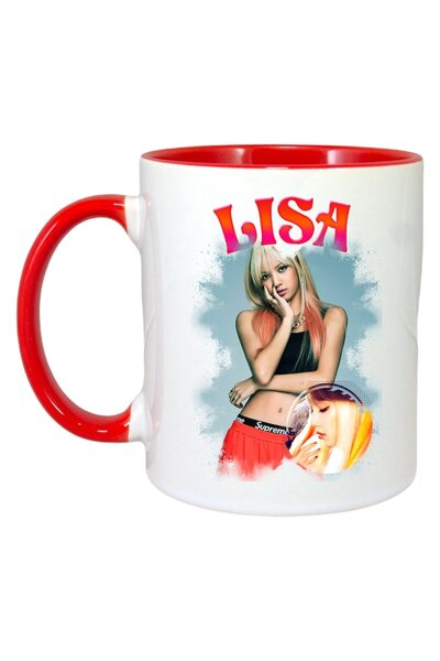 INOVATIX Cana Alba Personalizata, Formatia/trupa Lisa 3, Maner Si Interior Rosu, ®. 330ml