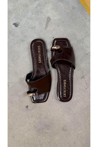 Eataly Shoes Аксесоари Детайлни Прозоречни Тъмнокафяви Дамски Чехли