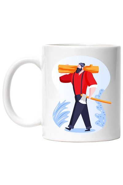 INOVATIX Personalized white mug, Log, Axe, Beard, INOVATIX®. 330ml