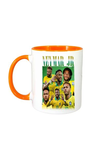 INOVATIX Cana Alba Personalizata, Neymar Jr Brasil, Maner Si Interior Portoca...