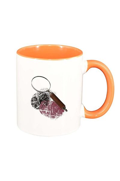 INOVATIX Personalized white mug, Detective, orange interior, D243, INOVATIX®. 330ml